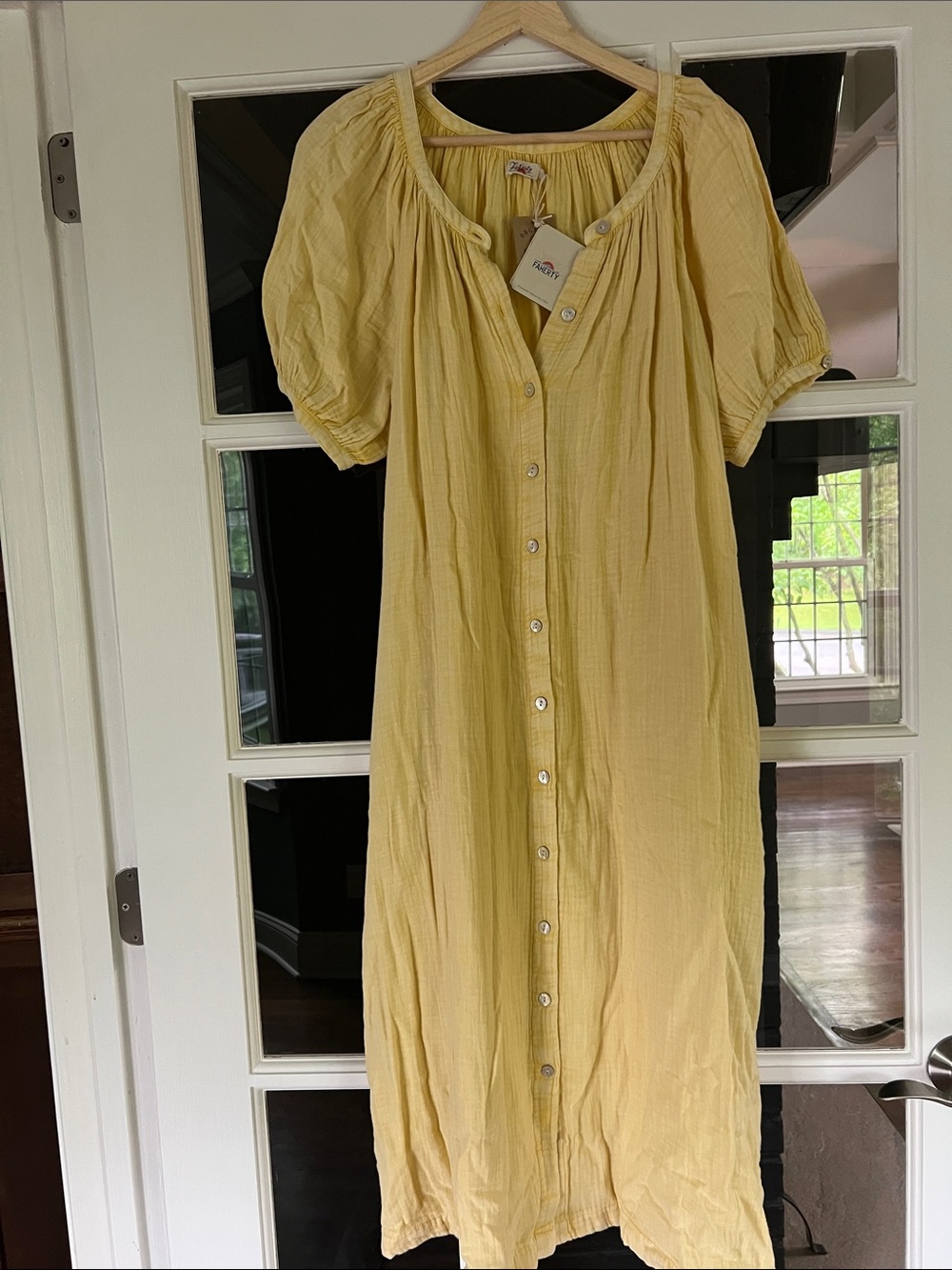 Faherty Pale Yellow Button-Front Carmel Midi Dress BNWT - Picture 2 of 8
